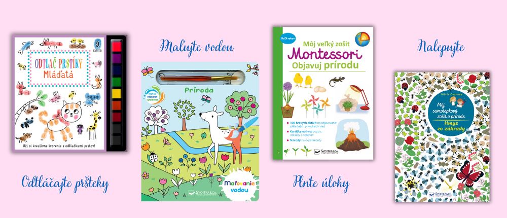 Malovanie prstami, malovanie vodou, montessori zosit, samolepky pre deti